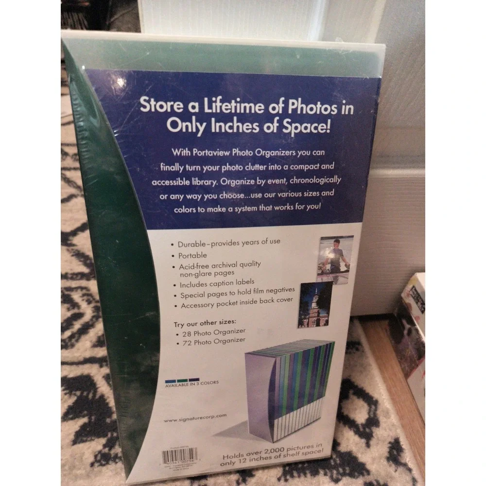 Porta View Compact Photo Organizer 144 Protective Photos Case GREEN 3x5 4x6 New